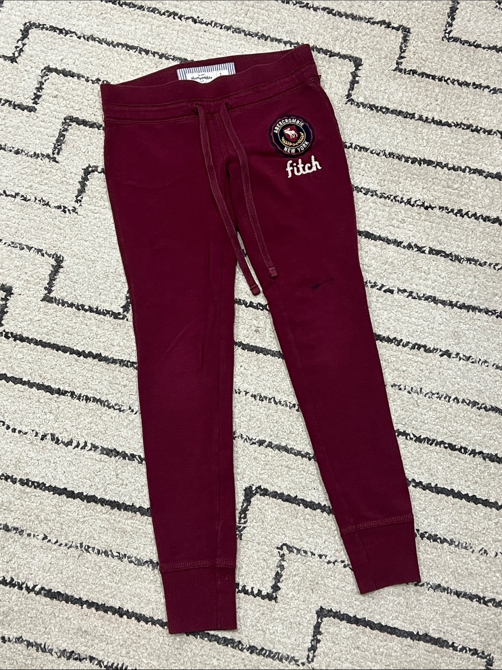 abercrombie kids Maroon Drawstring Jogger Pants with 'fitch' Patch